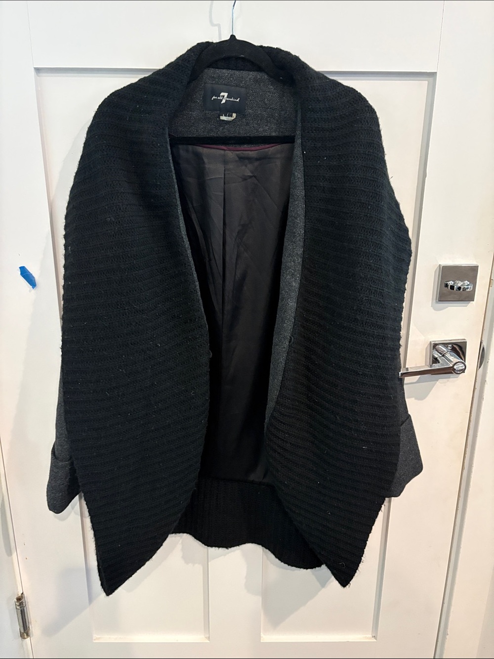 7 For All Mankind Charcoal and Black Knit Cardigan